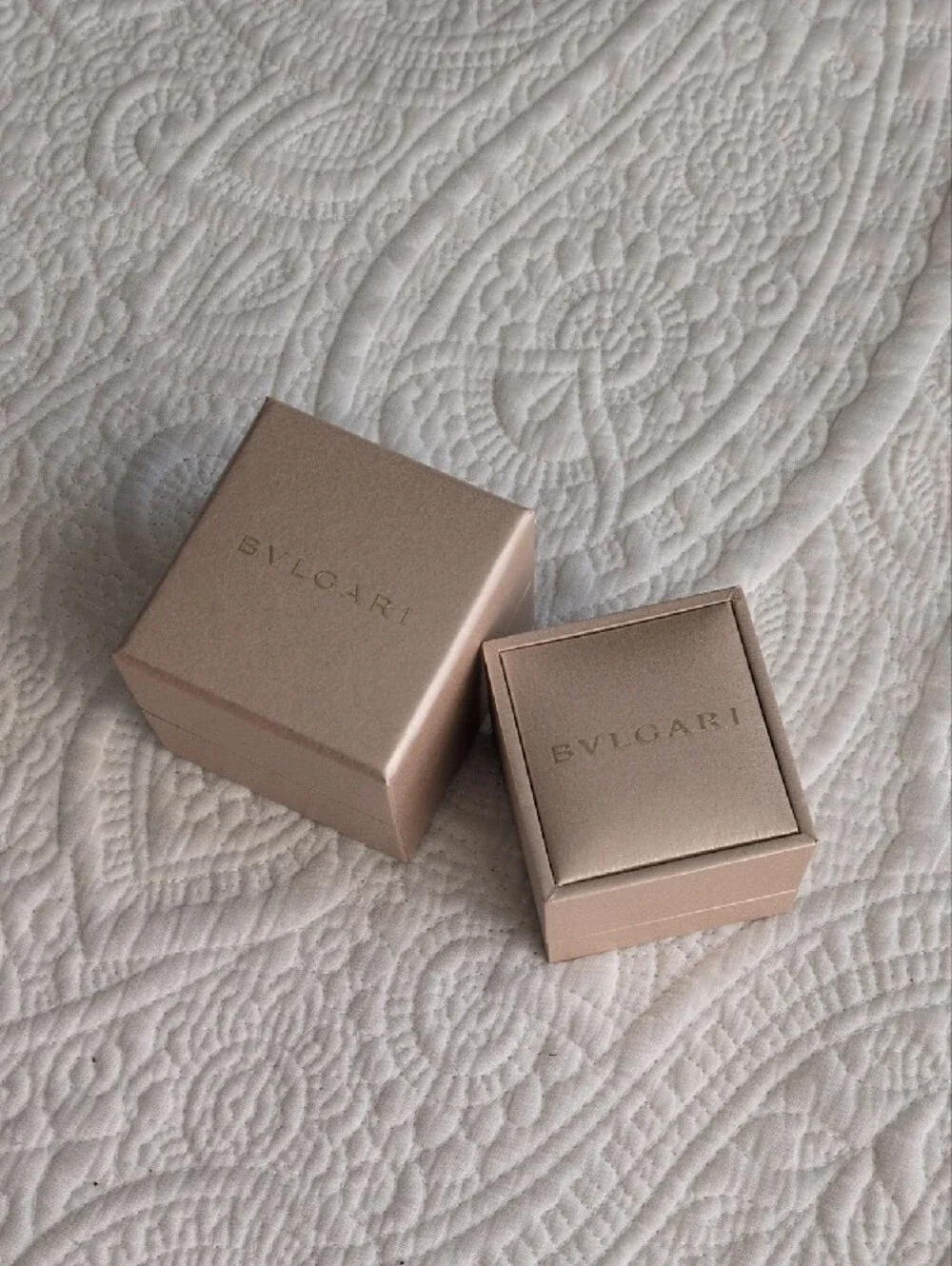 Bulgari Jewelry Gift Box with warm gold interior